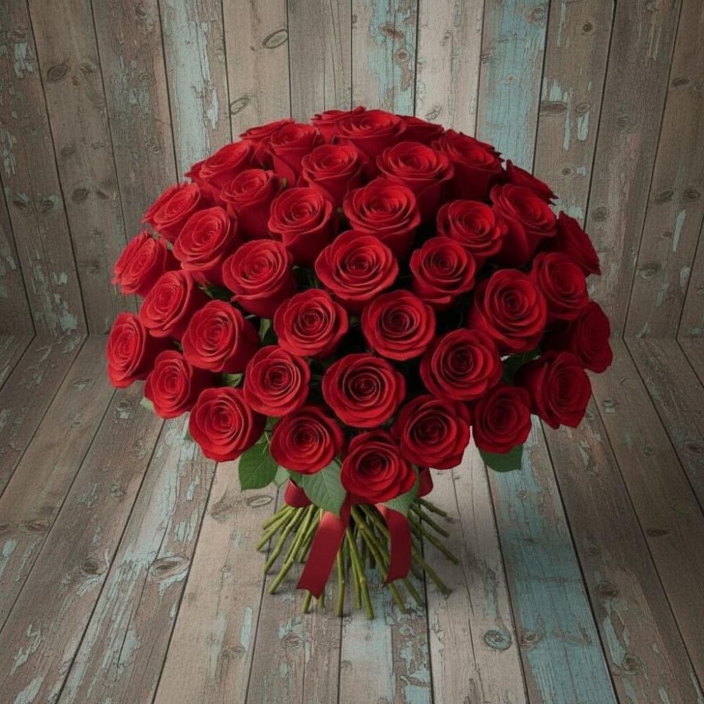 Букет 55 Красных роз Фридом в Бесленеевской