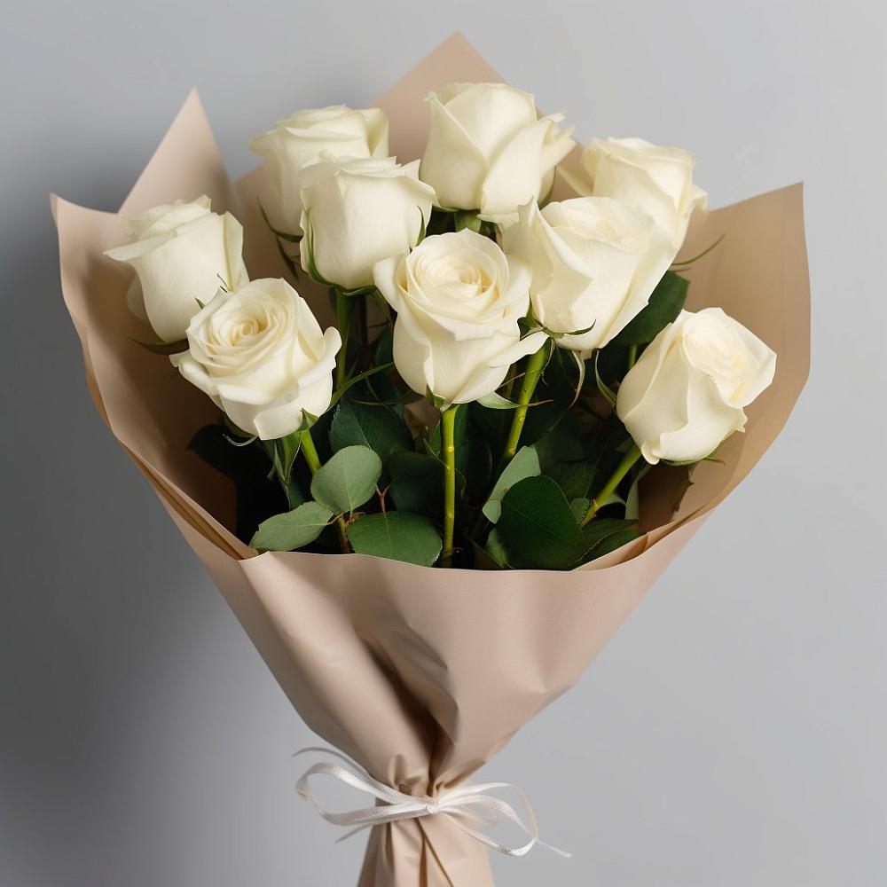 Букет 9 Белых роз Эдлесс Лав в Бесленеевской