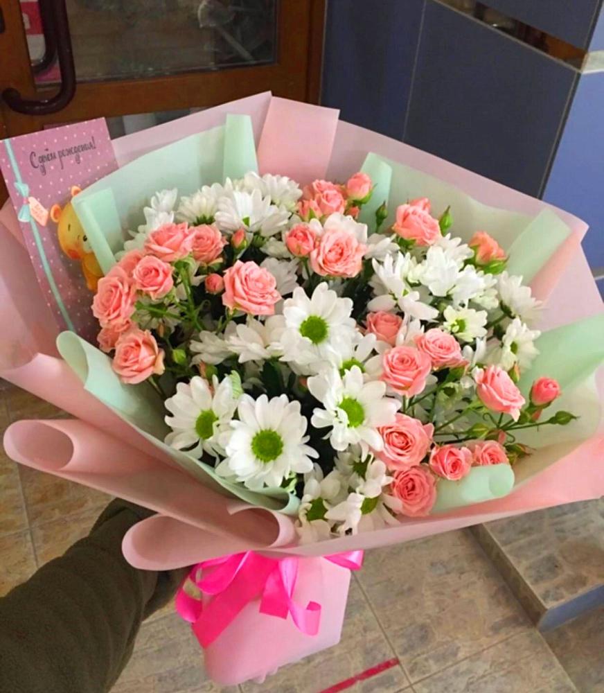 Букет цветов из: Розы и Хризантемы в Бесленеевской