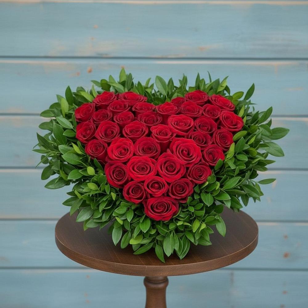 Цветочная композиция из Розы в виде сердца в Бесленеевской