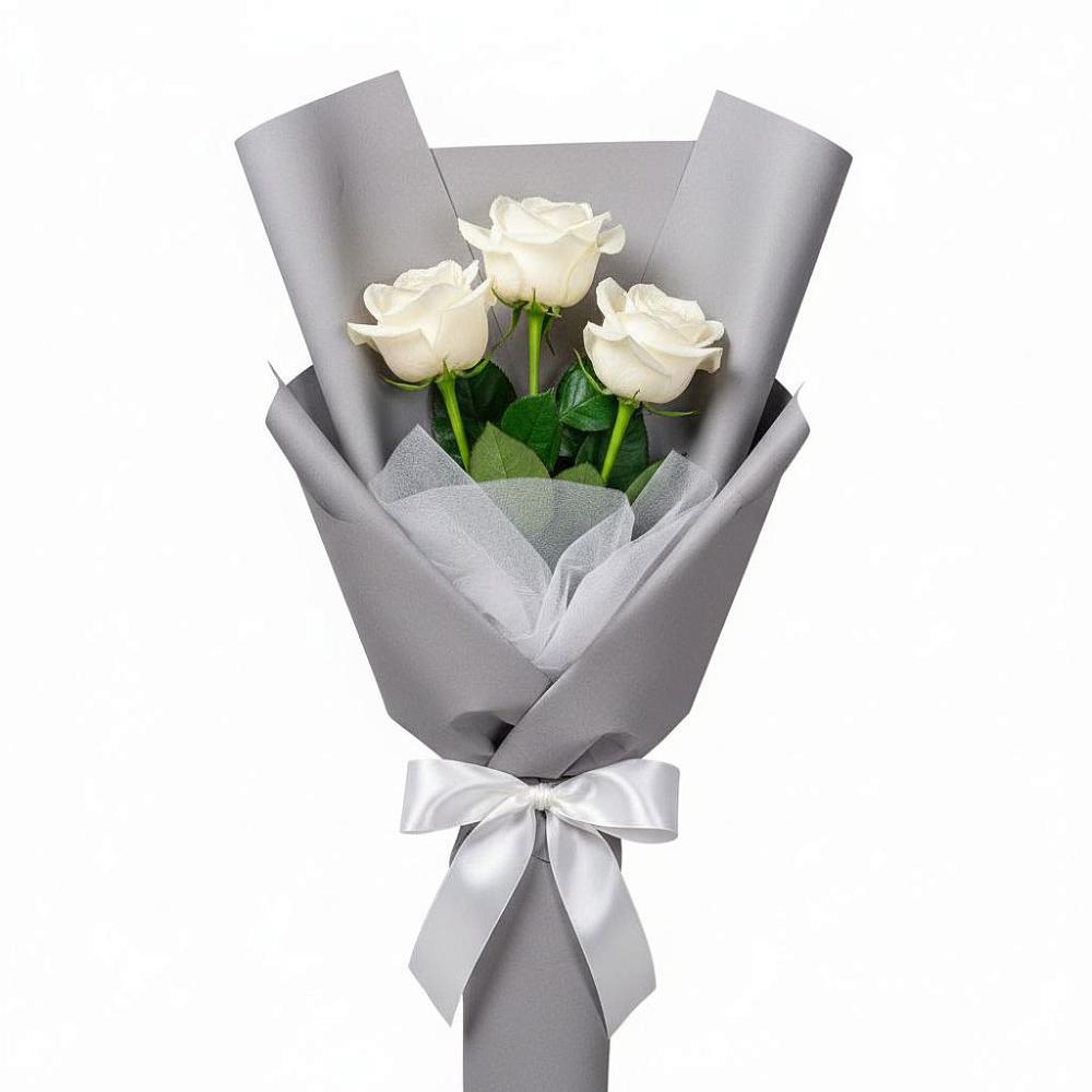 Букет 3 белые розы в Бесленеевской