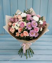 Букет цветов из:  Хризантемы, Розы и Альстромерии в Бесленеевской
