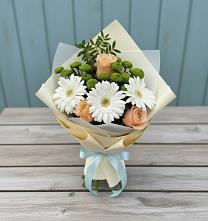 Букет цветов из:  Герберы, Розы и Хризантемы в Бесленеевской