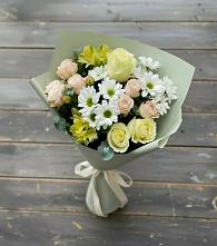 Букет цветов из:  Альстромерии, Розы и Хризантемы в Бесленеевской