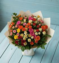 Букет Микс из разноцветных кустовых роз #REPLACE_PRED# Бесленеевской